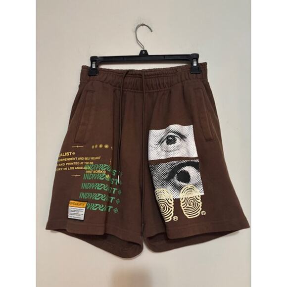 INDIVIDUALIST TEST PRINT FLEECE SHORTS Mens Small Grunge Skater Punk - Picture 1 of 8